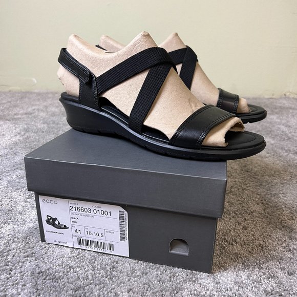 Ecco Shoes - Ecco Sandals Womens 10 10.5 Shoes Leather Rubber Cute Comfort Black EU 41